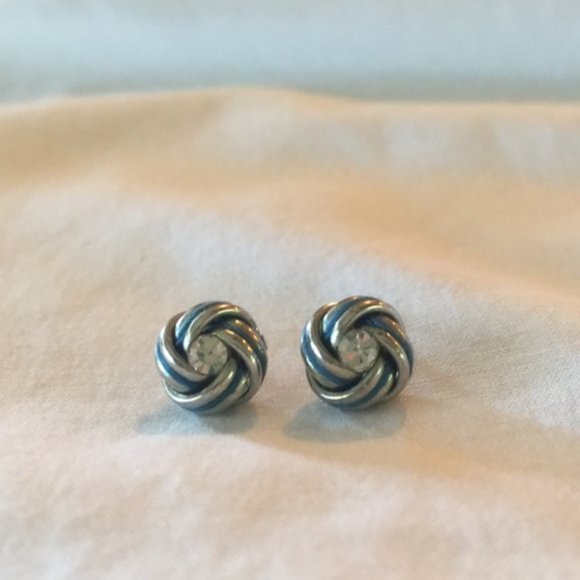 Silver knot with Blue Rhinestone American Eagle Outfitters Earrings NWT - Picture 3 of 5